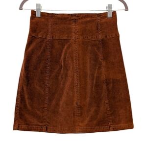 NWT Free People Modern Femme Corduroy Mini Skirt | Size 6 | Brown Boho Fall